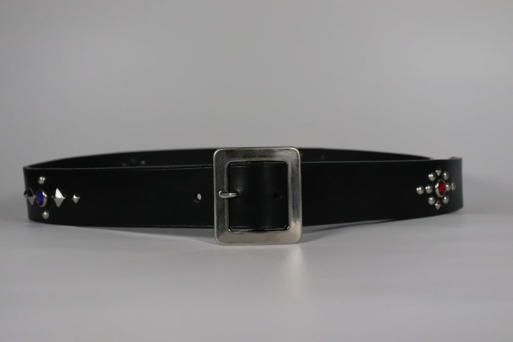 RØ-15-S / Red and Blue Studded Belt (1.5")