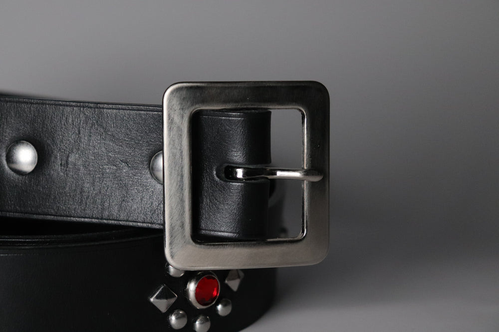 RØ-15-S / Red and Blue Studded Belt (1.5")